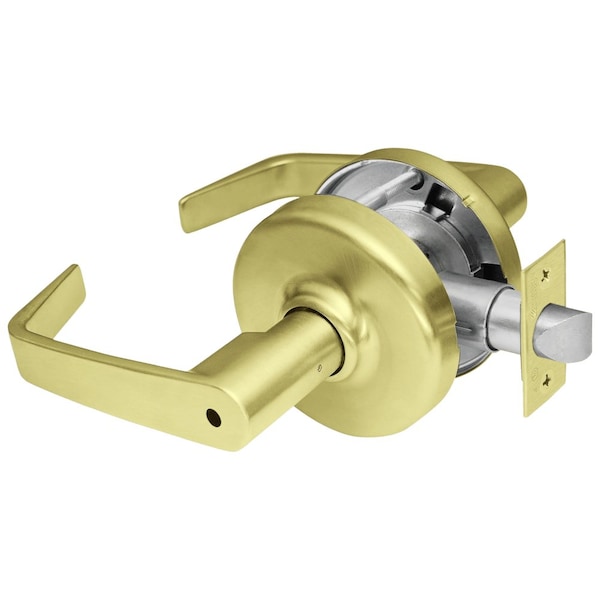 Grade 1 Privacy Cylindrical Lock, Newport Lever, Non-Keyed, Satin Brass Finish, Non-handed